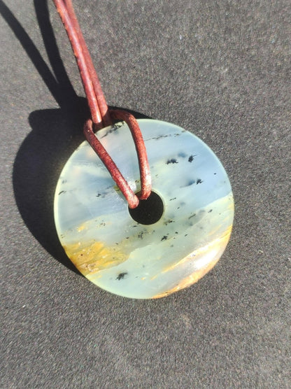 Opal Andenopal blau ~ Edelstein Kette HIPPIE GOA Boho Ethno Nature Donut Schutzsymbol Heilstein Chakra Sammler Mineral Rarität Mann Frau - Art of Nature Berlin