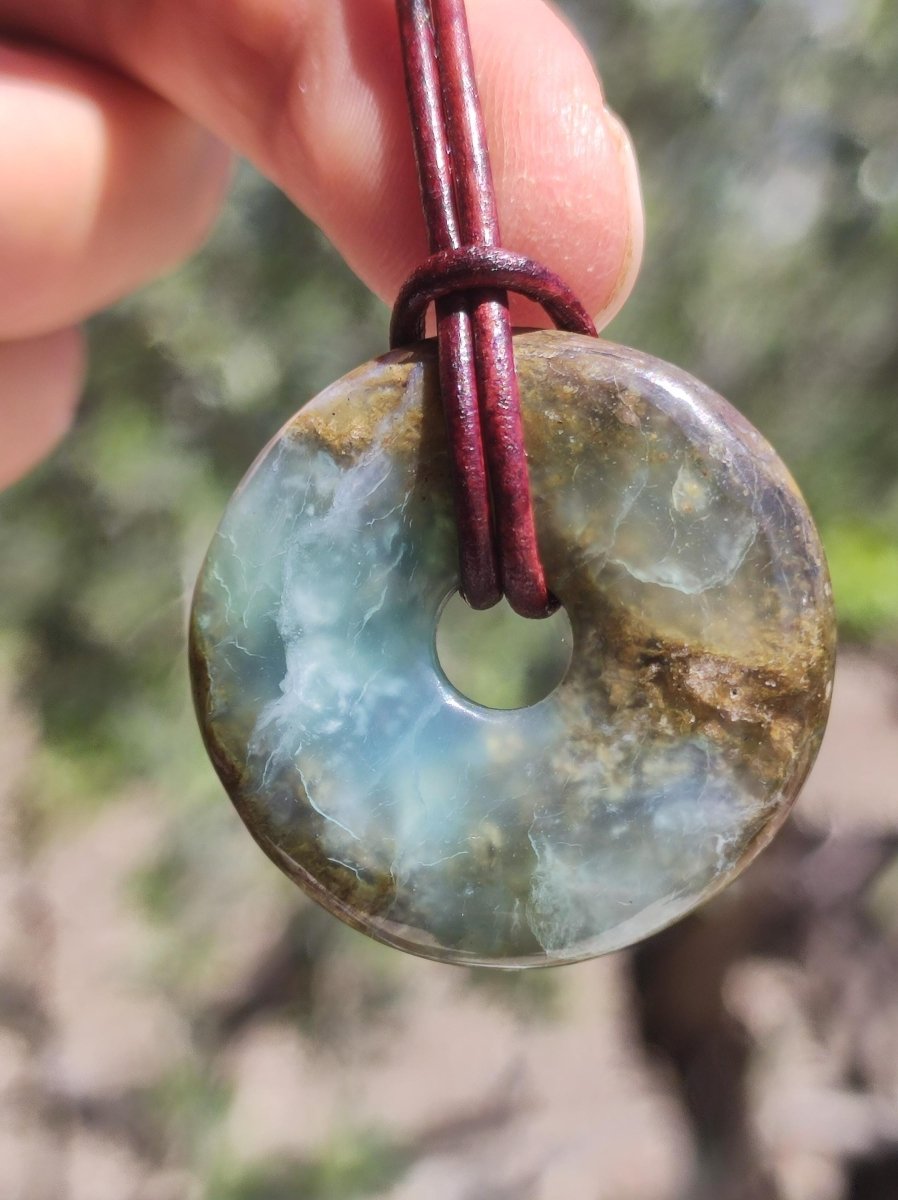 Opal Andenopal blau ~ Edelstein Kette HIPPIE GOA Boho Ethno Nature Donut Schutzsymbol Heilstein Chakra Sammler Mineral Rarität Mann Frau - Art of Nature Berlin