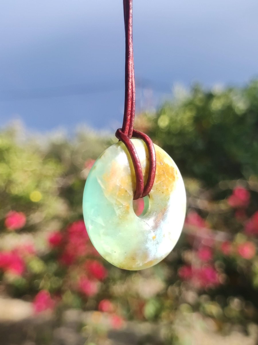 Opal Andenopal blau ~ Edelstein Kette HIPPIE GOA Boho Ethno Nature Donut Schutzsymbol Heilstein Chakra Sammler Mineral Rarität Mann Frau - Art of Nature Berlin