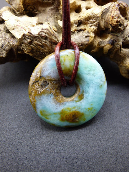 Opal Andenopal blau ~ Edelstein Kette HIPPIE GOA Boho Ethno Nature Donut Schutzsymbol Heilstein Chakra Sammler Mineral Rarität Mann Frau - Art of Nature Berlin