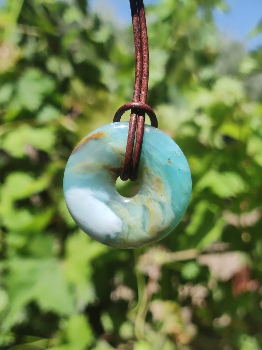 Opal Andenopal blau ~ Edelstein Kette HIPPIE GOA Boho Ethno Nature Donut Schutzsymbol Heilstein Chakra Sammler Mineral Rarität Mann Frau - Art of Nature Berlin