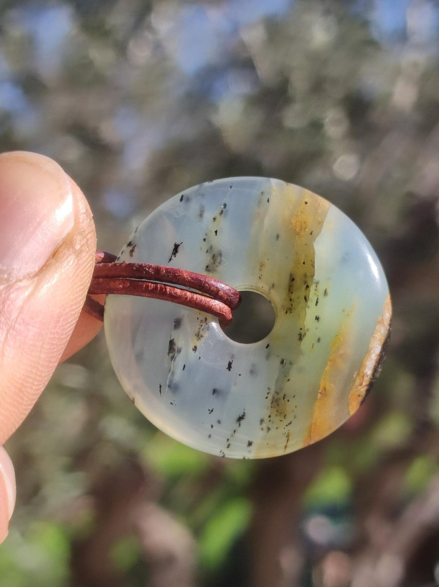 Opal Andenopal blau ~ Edelstein Kette HIPPIE GOA Boho Ethno Nature Donut Schutzsymbol Heilstein Chakra Sammler Mineral Rarität Mann Frau - Art of Nature Berlin