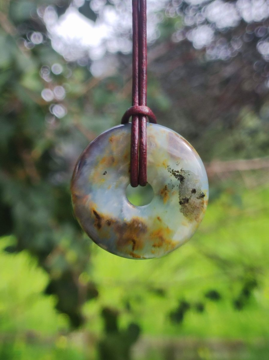 Opal Andenopal blau ~ Edelstein Kette HIPPIE GOA Boho Ethno Nature Donut Schutzsymbol Heilstein Chakra Sammler Mineral Rarität Mann Frau - Art of Nature Berlin