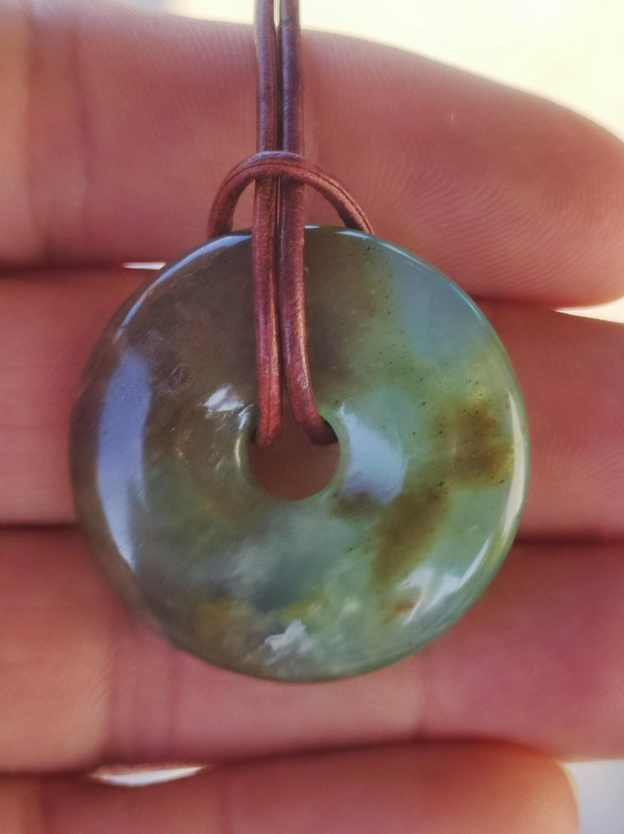 Opal Andenopal blau ~ Edelstein Kette HIPPIE GOA Boho Ethno Nature Donut Schutzsymbol Heilstein Chakra Sammler Mineral Rarität Mann Frau - Art of Nature Berlin