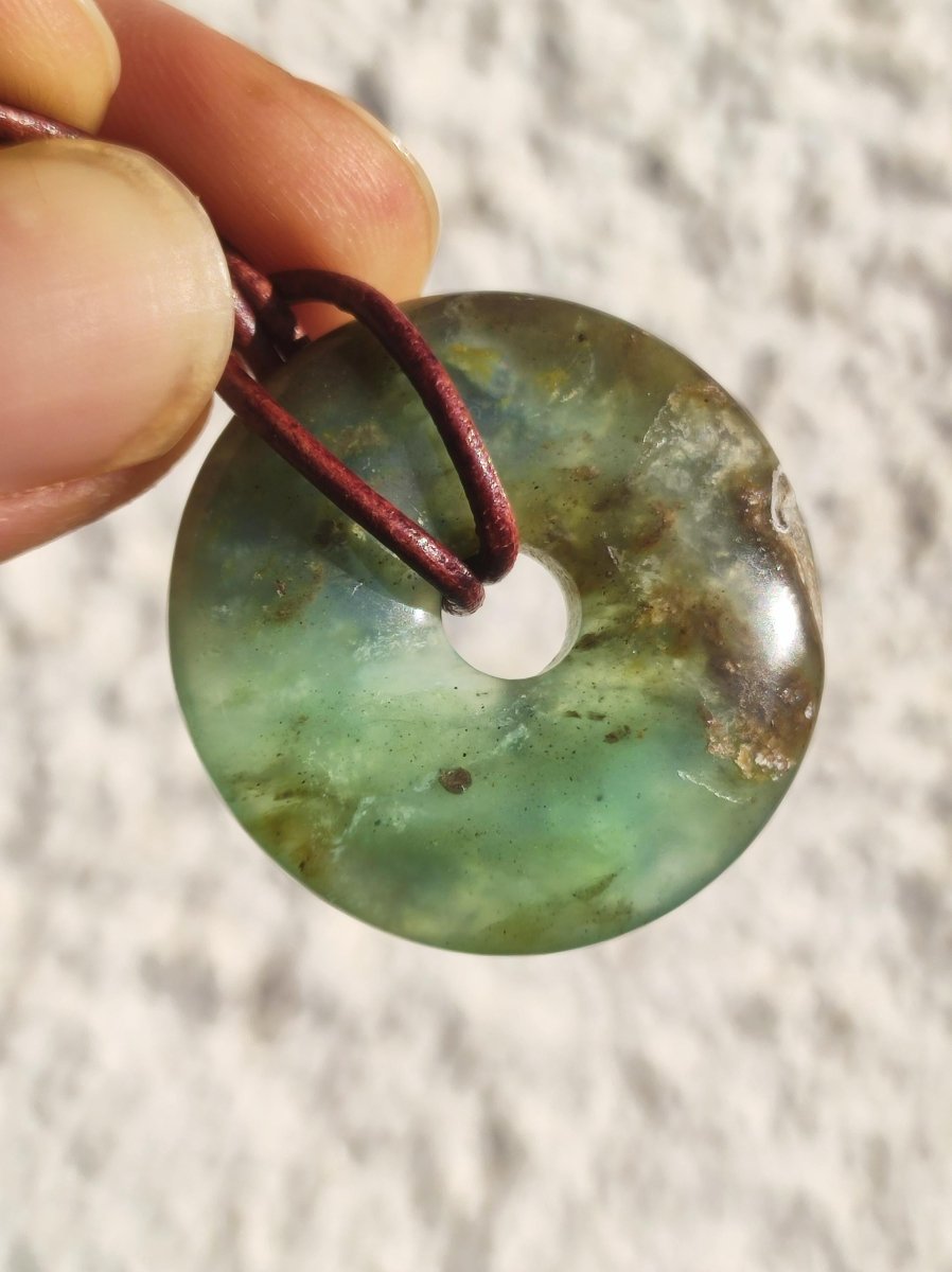 Opal Andenopal blau ~ Edelstein Kette HIPPIE GOA Boho Ethno Nature Donut Schutzsymbol Heilstein Chakra Sammler Mineral Rarität Mann Frau - Art of Nature Berlin