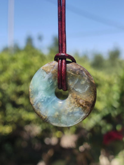 Opal Andenopal blau ~ Edelstein Kette HIPPIE GOA Boho Ethno Nature Donut Schutzsymbol Heilstein Chakra Sammler Mineral Rarität Mann Frau - Art of Nature Berlin