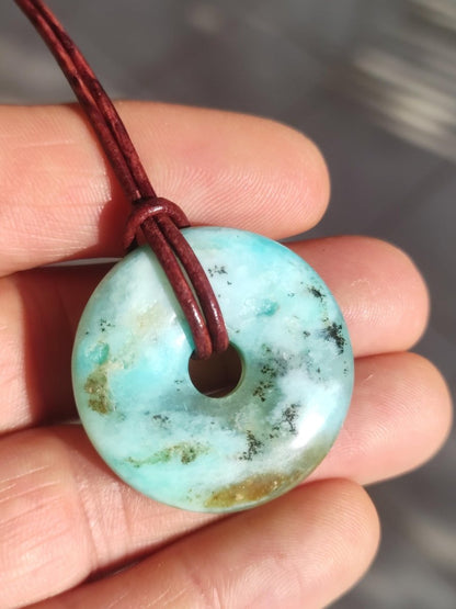 Opal Andenopal blau ~ Edelstein Kette HIPPIE GOA Boho Ethno Nature Donut Schutzsymbol Heilstein Chakra Sammler Mineral Rarität Mann Frau - Art of Nature Berlin