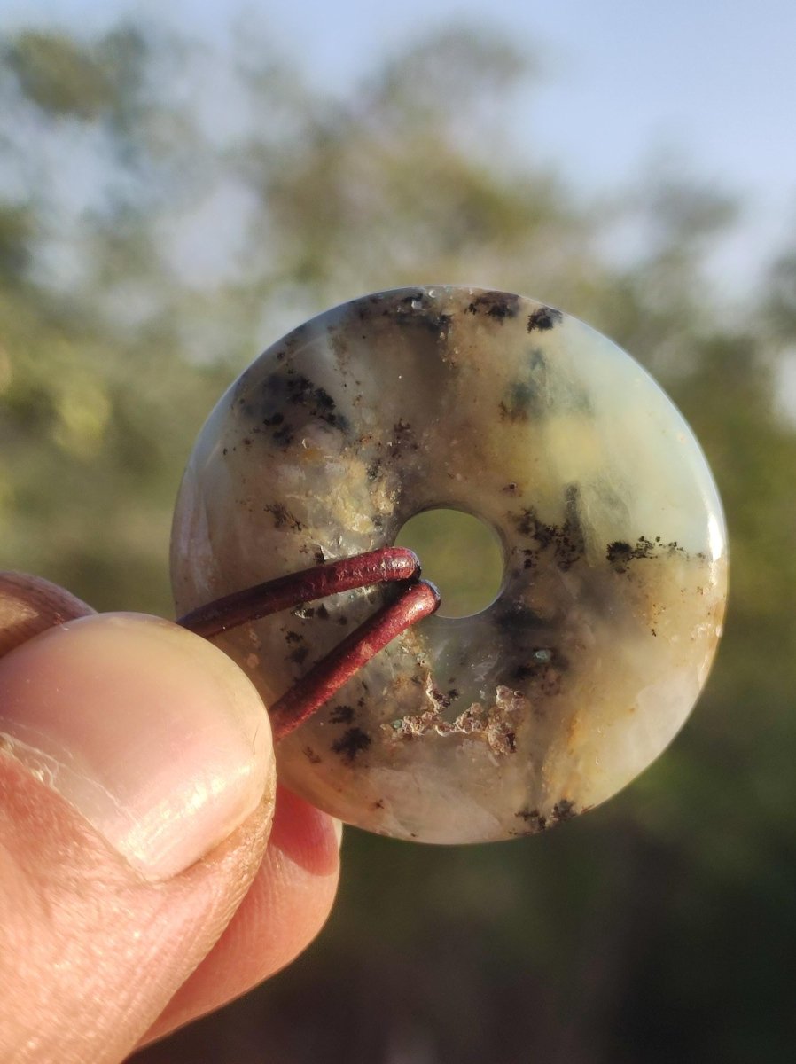 Opal Andenopal blau ~ Edelstein Kette HIPPIE GOA Boho Ethno Nature Donut Schutzsymbol Heilstein Chakra Sammler Mineral Rarität Mann Frau - Art of Nature Berlin