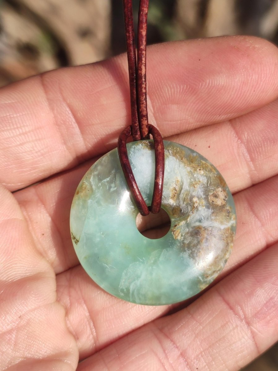 Opal Andenopal blau ~ Edelstein Kette HIPPIE GOA Boho Ethno Nature Donut Schutzsymbol Heilstein Chakra Sammler Mineral Rarität Mann Frau - Art of Nature Berlin