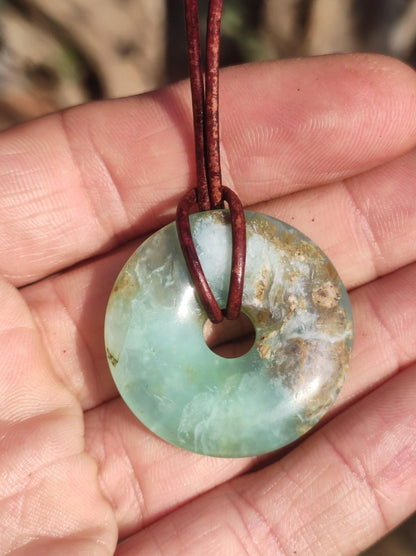 Opal Andenopal blau ~ Edelstein Kette HIPPIE GOA Boho Ethno Nature Donut Schutzsymbol Heilstein Chakra Sammler Mineral Rarität Mann Frau - Art of Nature Berlin