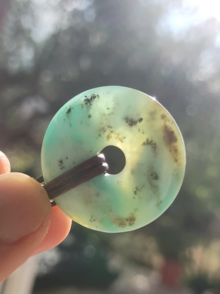 Opal Andenopal blau ~ Edelstein Kette HIPPIE GOA Boho Ethno Nature Donut Schutzsymbol Heilstein Chakra Sammler Mineral Rarität Mann Frau - Art of Nature Berlin