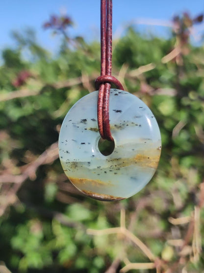 Opal Andenopal blau ~ Edelstein Kette HIPPIE GOA Boho Ethno Nature Donut Schutzsymbol Heilstein Chakra Sammler Mineral Rarität Mann Frau - Art of Nature Berlin