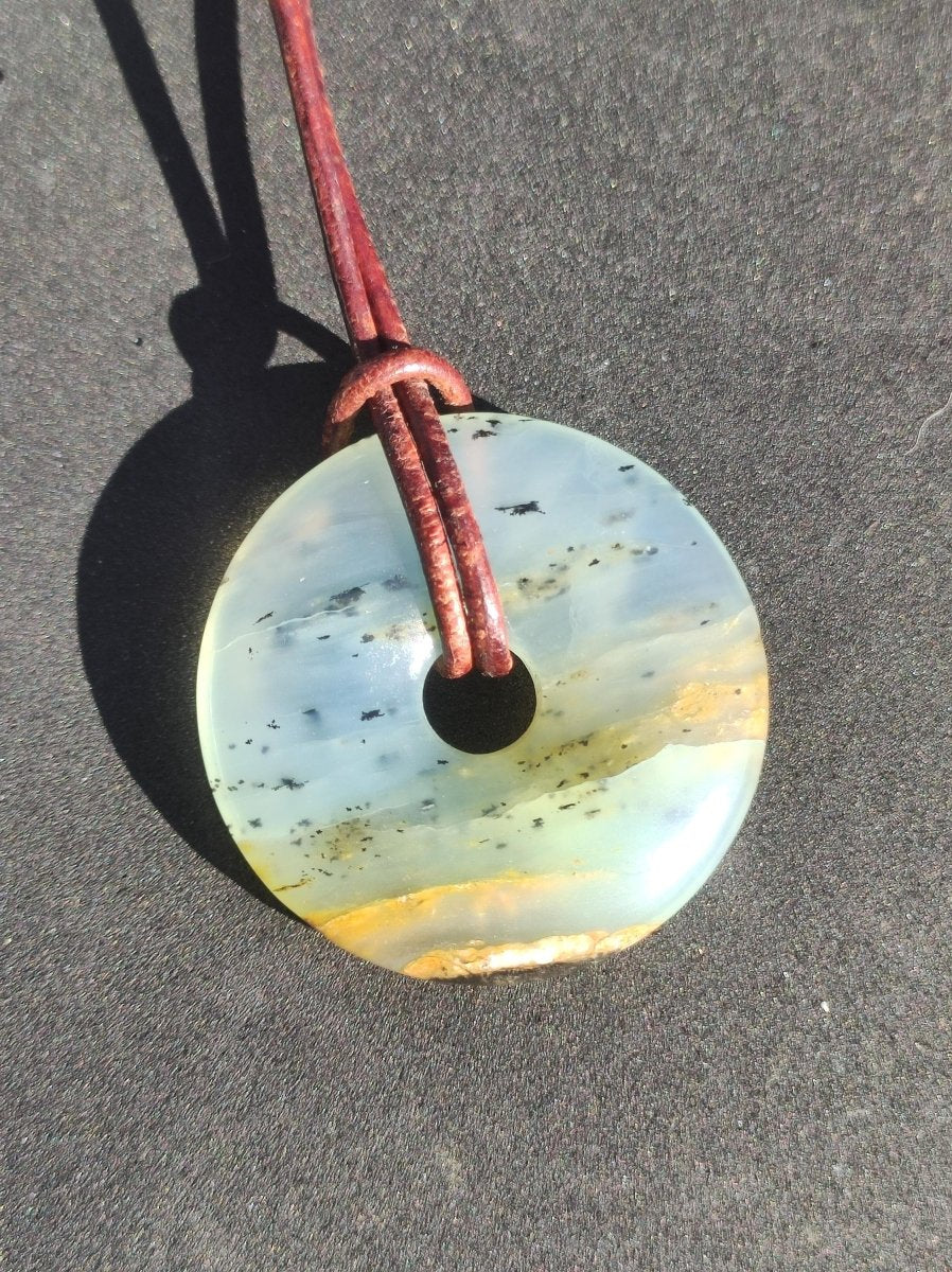 Opal Andenopal blau ~ Edelstein Kette HIPPIE GOA Boho Ethno Nature Donut Schutzsymbol Heilstein Chakra Sammler Mineral Rarität Mann Frau - Art of Nature Berlin