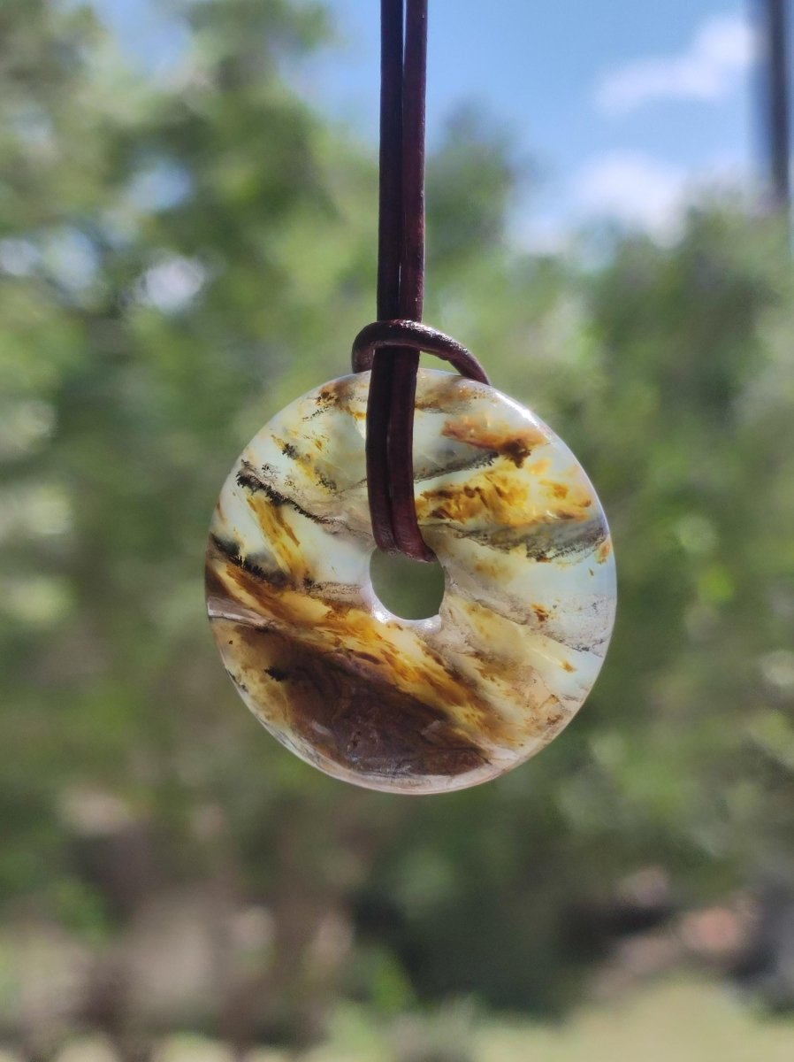 Opal Andenopal blau ~ Edelstein Kette HIPPIE GOA Boho Ethno Nature Donut Schutzsymbol Heilstein Chakra Sammler Mineral Rarität Mann Frau - Art of Nature Berlin