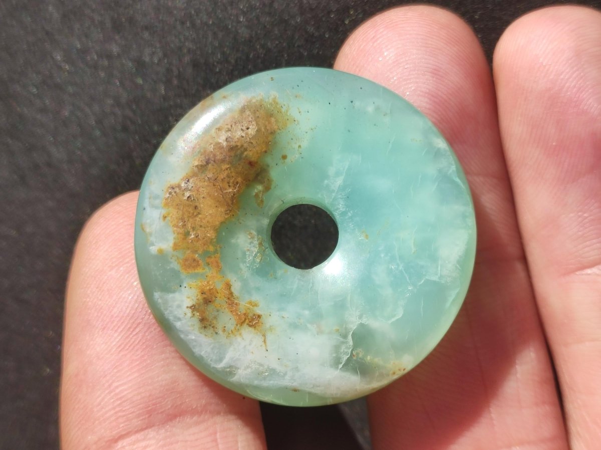 Opal Andenopal blau ~ Edelstein Kette HIPPIE GOA Boho Ethno Nature Donut Schutzsymbol Heilstein Chakra Sammler Mineral Rarität Mann Frau - Art of Nature Berlin