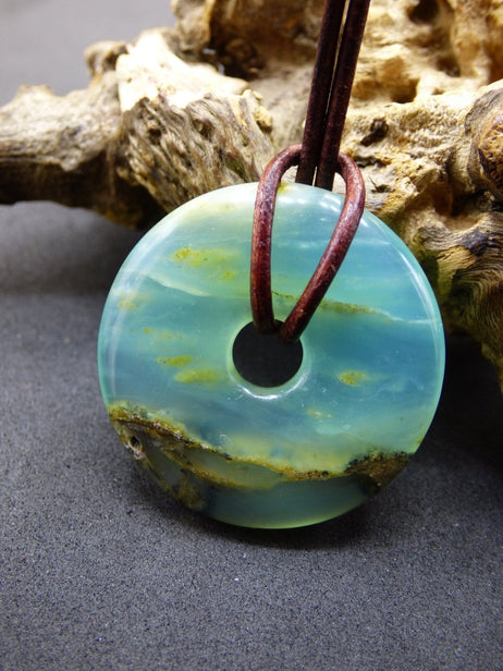 Opal Andenopal blau ~ Edelstein Kette HIPPIE GOA Boho Ethno Nature Donut Schutzsymbol Heilstein Chakra Sammler Mineral Rarität Mann Frau - Art of Nature Berlin