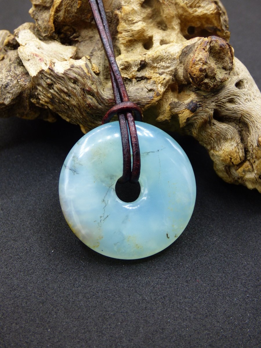 Opal Andenopal blau ~ Edelstein Kette HIPPIE GOA Boho Ethno Nature Donut Schutzsymbol Heilstein Chakra Sammler Mineral Rarität Mann Frau - Art of Nature Berlin