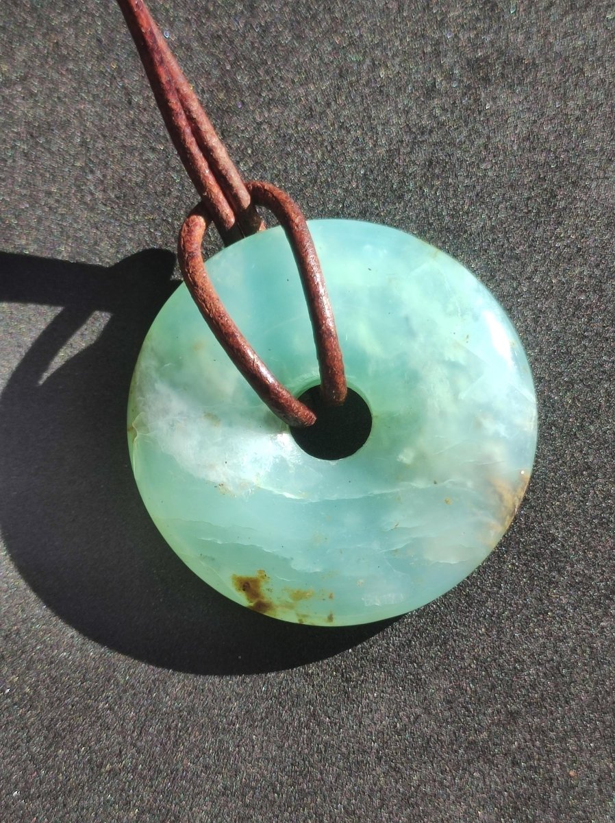 Opal Andenopal blau ~ Edelstein Kette HIPPIE GOA Boho Ethno Nature Donut Schutzsymbol Heilstein Chakra Sammler Mineral Rarität Mann Frau - Art of Nature Berlin