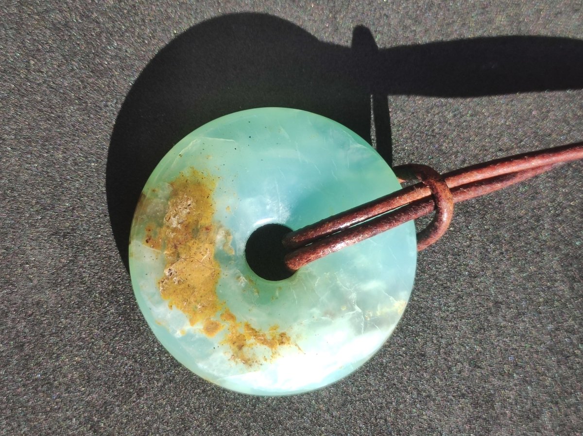 Opal Andenopal blau ~ Edelstein Kette HIPPIE GOA Boho Ethno Nature Donut Schutzsymbol Heilstein Chakra Sammler Mineral Rarität Mann Frau - Art of Nature Berlin