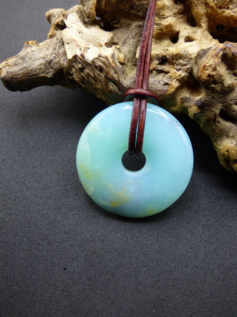 Opal Andenopal blau ~ Edelstein Kette HIPPIE GOA Boho Ethno Nature Donut Schutzsymbol Heilstein Chakra Sammler Mineral Rarität Mann Frau - Art of Nature Berlin