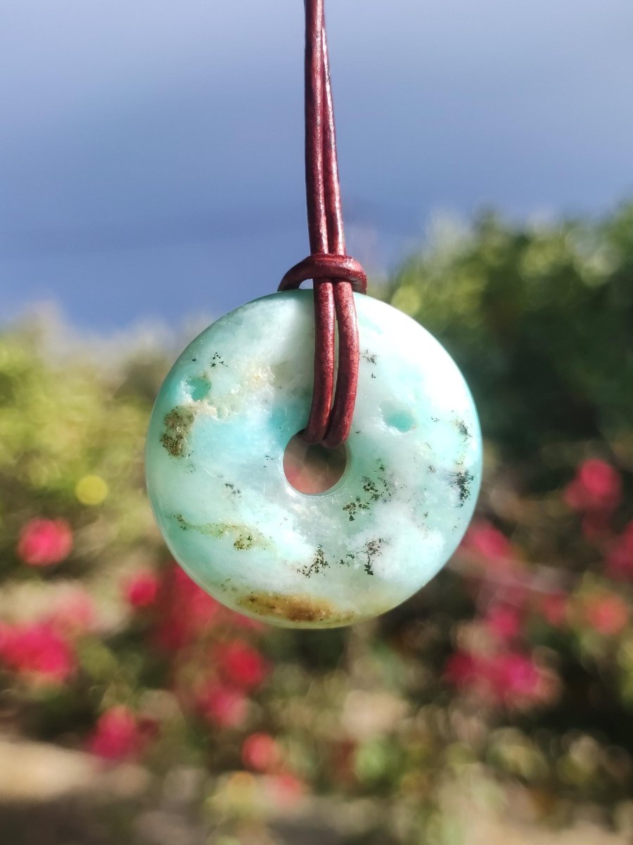 Opal Andenopal blau ~ Edelstein Kette HIPPIE GOA Boho Ethno Nature Donut Schutzsymbol Heilstein Chakra Sammler Mineral Rarität Mann Frau - Art of Nature Berlin