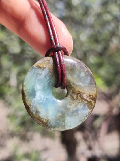 Opal Andenopal blau ~ Edelstein Kette HIPPIE GOA Boho Ethno Nature Donut Schutzsymbol Heilstein Chakra Sammler Mineral Rarität Mann Frau - Art of Nature Berlin