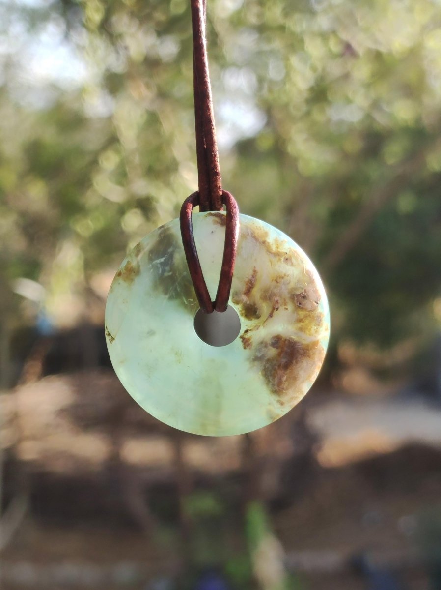 Opal Andenopal blau ~ Edelstein Kette HIPPIE GOA Boho Ethno Nature Donut Schutzsymbol Heilstein Chakra Sammler Mineral Rarität Mann Frau - Art of Nature Berlin