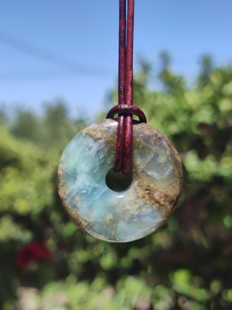 Opal Andenopal blau ~ Edelstein Kette HIPPIE GOA Boho Ethno Nature Donut Schutzsymbol Heilstein Chakra Sammler Mineral Rarität Mann Frau - Art of Nature Berlin
