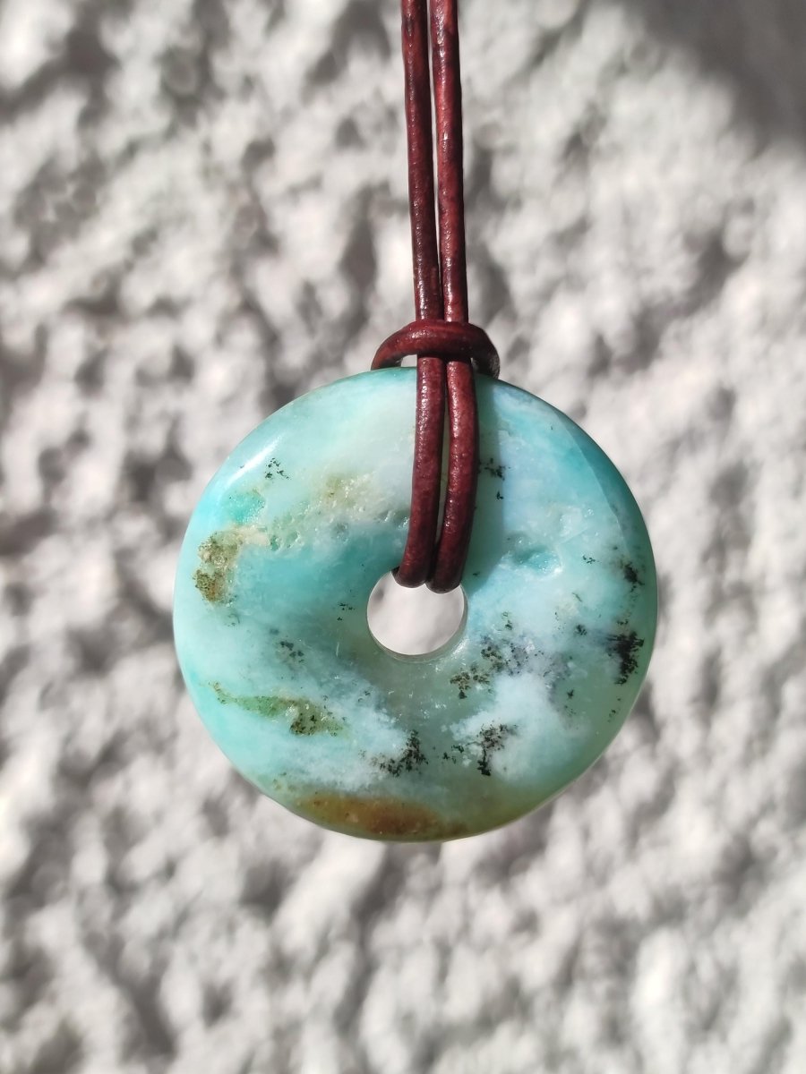 Opal Andenopal blau ~ Edelstein Kette HIPPIE GOA Boho Ethno Nature Donut Schutzsymbol Heilstein Chakra Sammler Mineral Rarität Mann Frau - Art of Nature Berlin