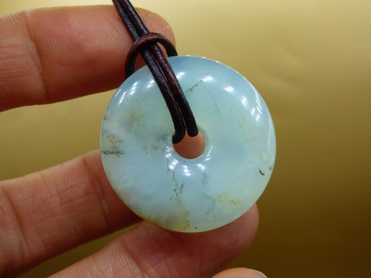 Opal Andenopal blau ~ Edelstein Kette HIPPIE GOA Boho Ethno Nature Donut Schutzsymbol Heilstein Chakra Sammler Mineral Rarität Mann Frau - Art of Nature Berlin