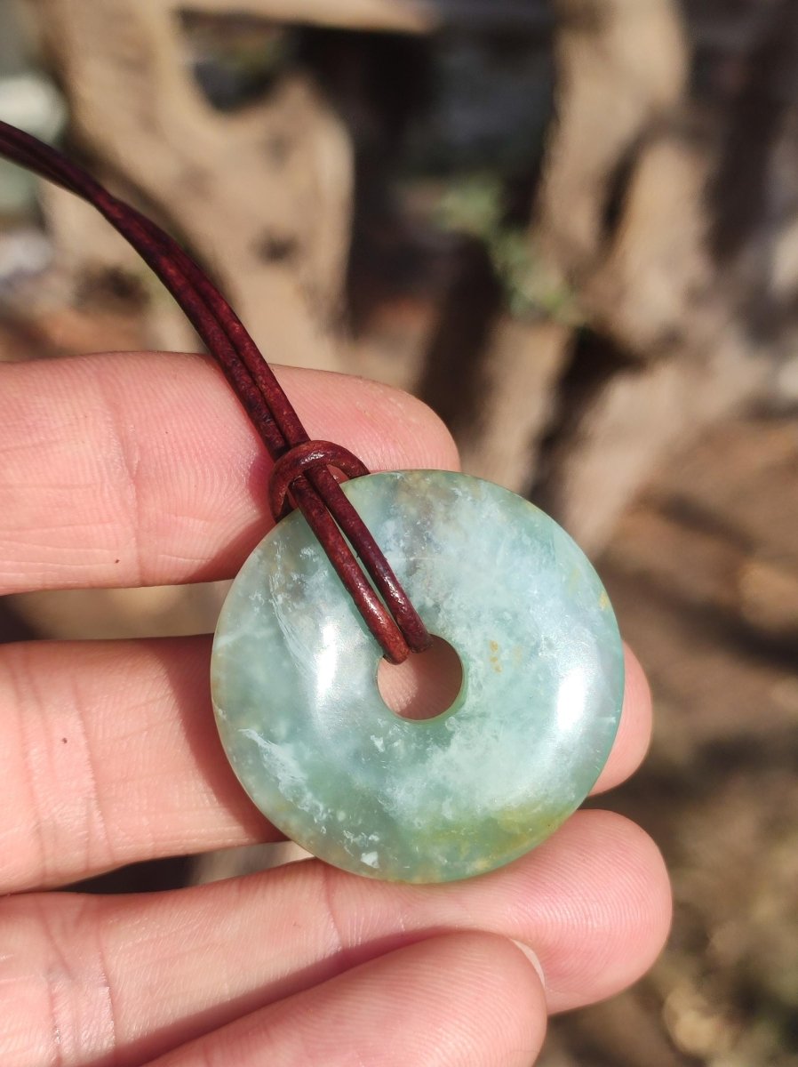 Opal Andenopal blau ~ Edelstein Kette HIPPIE GOA Boho Ethno Nature Donut Schutzsymbol Heilstein Chakra Sammler Mineral Rarität Mann Frau - Art of Nature Berlin