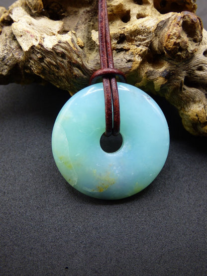 Opal Andenopal blau ~ Edelstein Kette HIPPIE GOA Boho Ethno Nature Donut Schutzsymbol Heilstein Chakra Sammler Mineral Rarität Mann Frau - Art of Nature Berlin