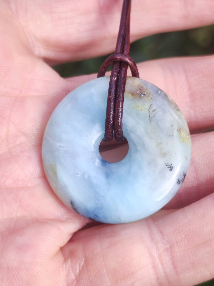 Opal Andenopal blau ~ Edelstein Kette HIPPIE GOA Boho Ethno Nature Donut Schutzsymbol Heilstein Chakra Sammler Mineral Rarität Mann Frau - Art of Nature Berlin