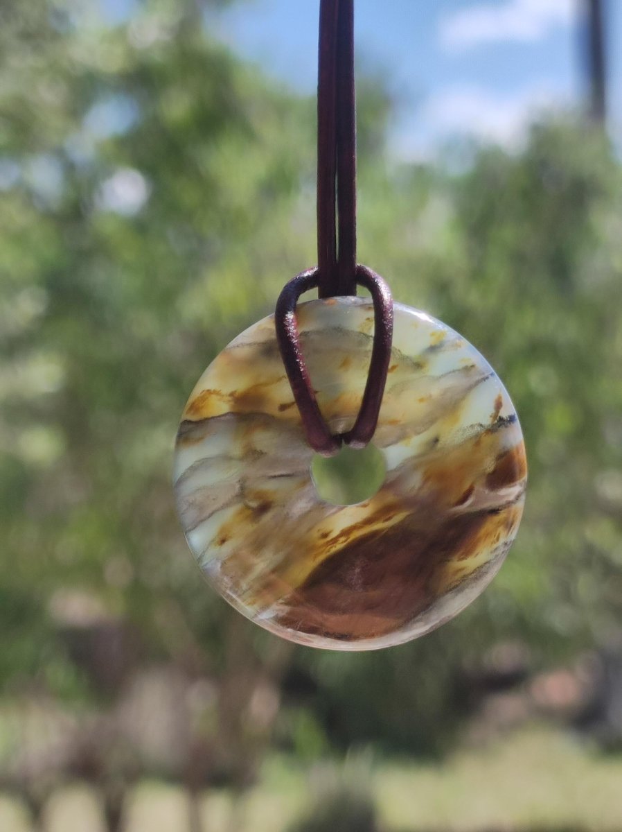 Opal Andenopal blau ~ Edelstein Kette HIPPIE GOA Boho Ethno Nature Donut Schutzsymbol Heilstein Chakra Sammler Mineral Rarität Mann Frau - Art of Nature Berlin