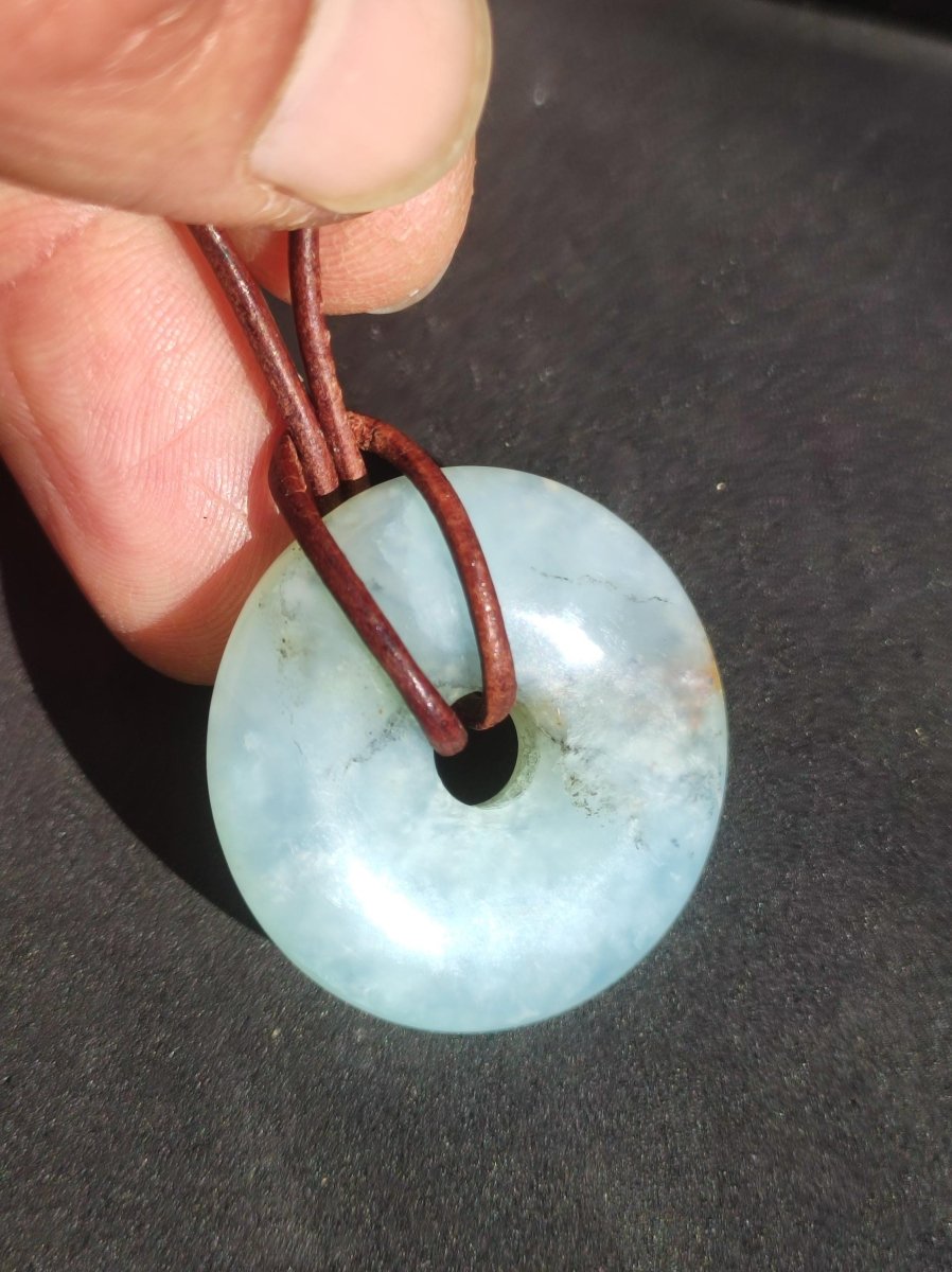 Opal Andenopal blau ~ Edelstein Kette HIPPIE GOA Boho Ethno Nature Donut Schutzsymbol Heilstein Chakra Sammler Mineral Rarität Mann Frau - Art of Nature Berlin