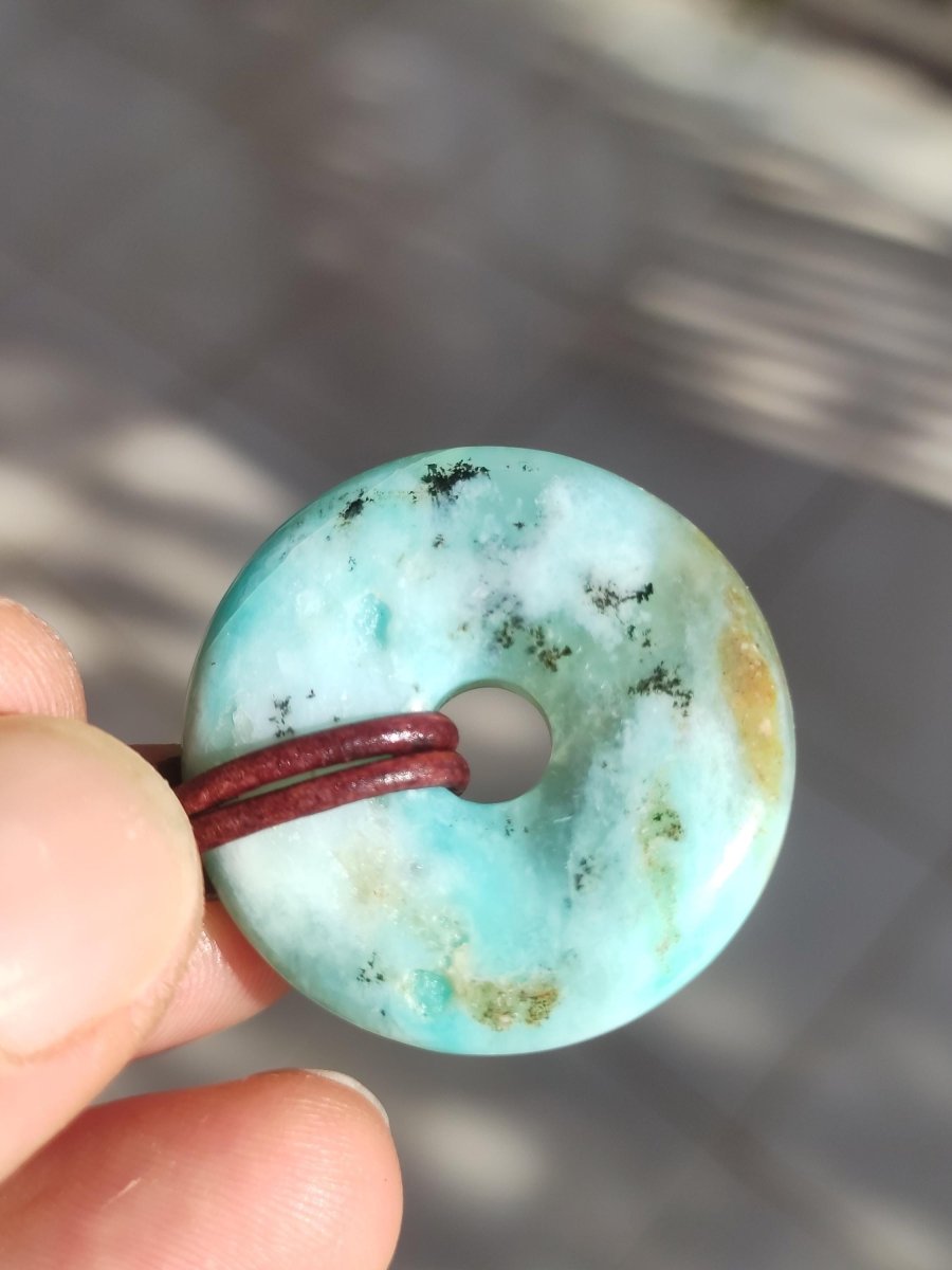 Opal Andenopal blau ~ Edelstein Kette HIPPIE GOA Boho Ethno Nature Donut Schutzsymbol Heilstein Chakra Sammler Mineral Rarität Mann Frau - Art of Nature Berlin