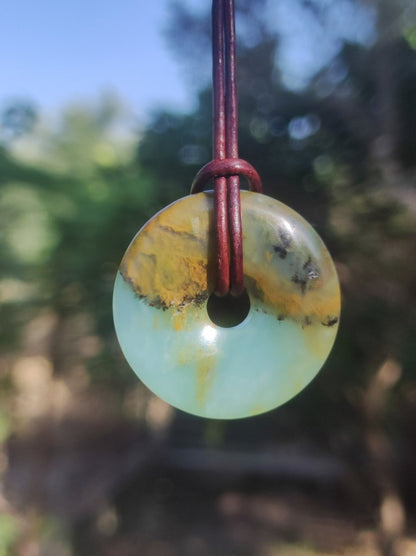 Opal Andenopal blau ~ Edelstein Kette HIPPIE GOA Boho Ethno Nature Donut Schutzsymbol Heilstein Chakra Sammler Mineral Rarität Mann Frau - Art of Nature Berlin