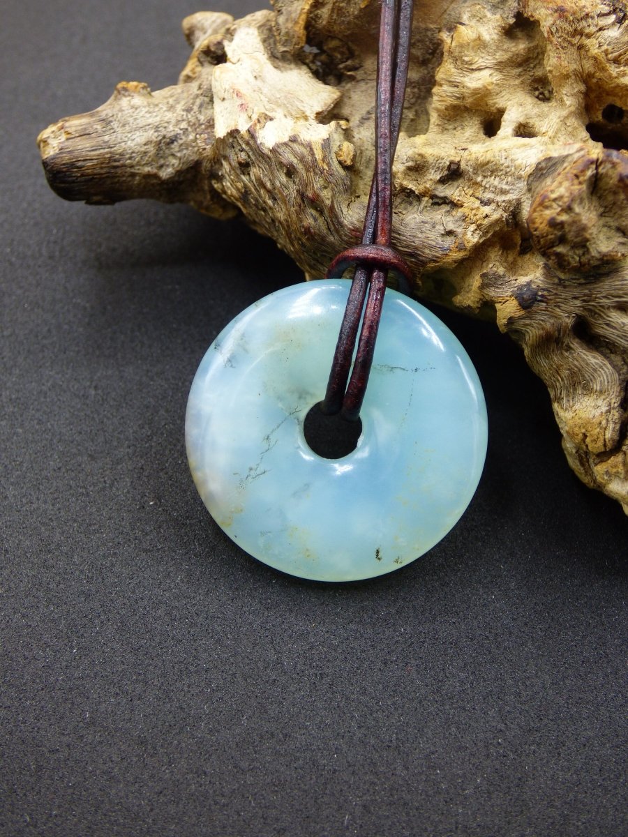 Opal Andenopal blau ~ Edelstein Kette HIPPIE GOA Boho Ethno Nature Donut Schutzsymbol Heilstein Chakra Sammler Mineral Rarität Mann Frau - Art of Nature Berlin