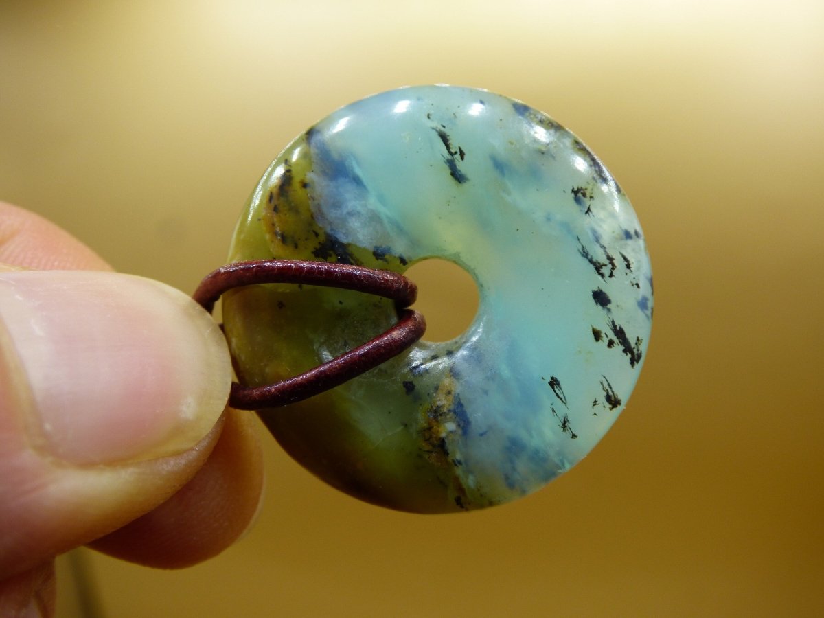 Opal Andenopal blau ~ Edelstein Kette HIPPIE GOA Boho Ethno Nature Donut Schutzsymbol Heilstein Chakra Sammler Mineral Rarität Mann Frau - Art of Nature Berlin