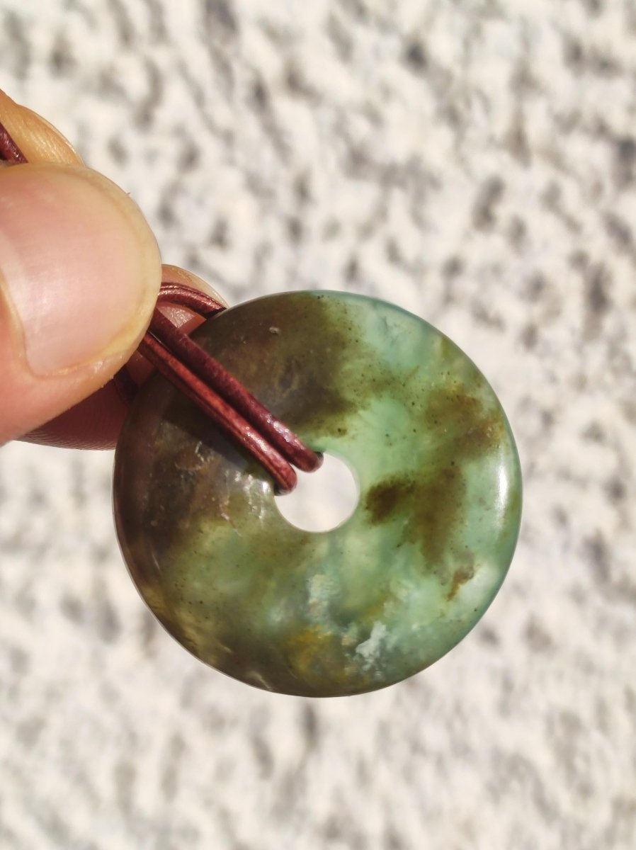 Opal Andenopal blau ~ Edelstein Kette HIPPIE GOA Boho Ethno Nature Donut Schutzsymbol Heilstein Chakra Sammler Mineral Rarität Mann Frau - Art of Nature Berlin