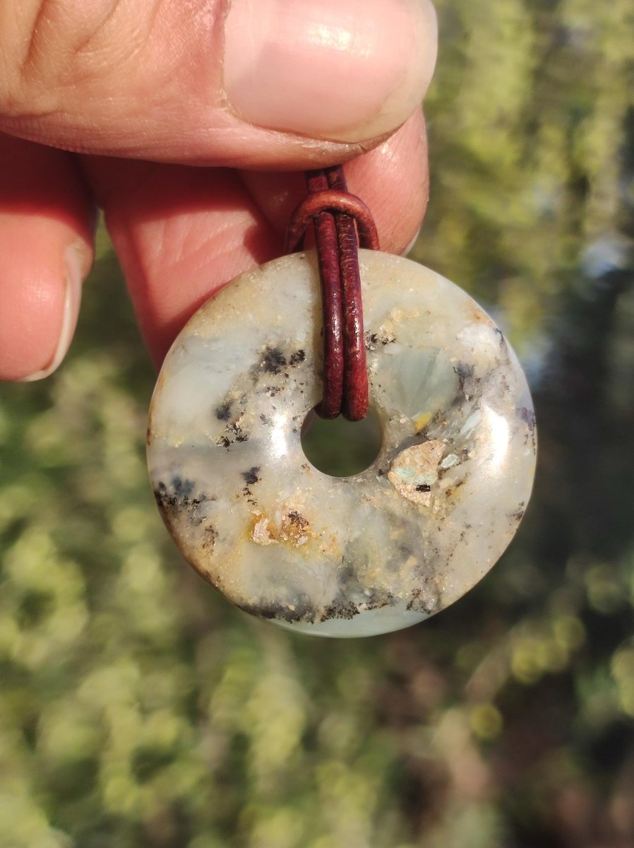 Opal Andenopal blau ~ Edelstein Kette HIPPIE GOA Boho Ethno Nature Donut Schutzsymbol Heilstein Chakra Sammler Mineral Rarität Mann Frau - Art of Nature Berlin