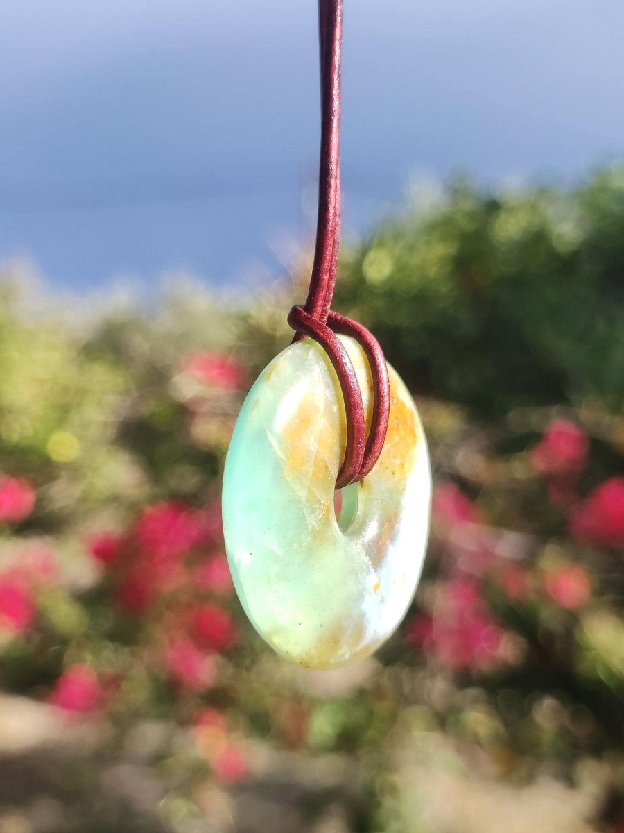 Opal Andenopal blau ~ Edelstein Kette HIPPIE GOA Boho Ethno Nature Donut Schutzsymbol Heilstein Chakra Sammler Mineral Rarität Mann Frau - Art of Nature Berlin
