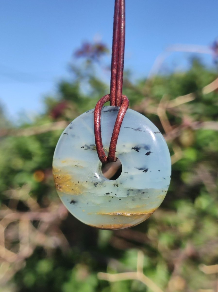 Opal Andenopal blau ~ Edelstein Kette HIPPIE GOA Boho Ethno Nature Donut Schutzsymbol Heilstein Chakra Sammler Mineral Rarität Mann Frau - Art of Nature Berlin