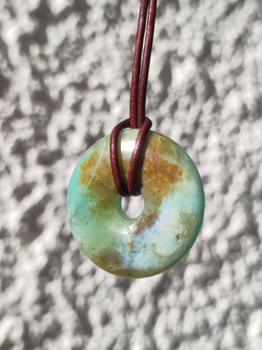 Opal Andenopal blau ~ Edelstein Kette HIPPIE GOA Boho Ethno Nature Donut Schutzsymbol Heilstein Chakra Sammler Mineral Rarität Mann Frau - Art of Nature Berlin