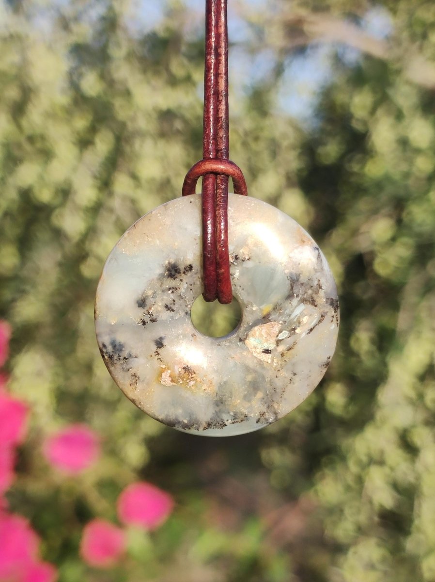 Opal Andenopal blau ~ Edelstein Kette HIPPIE GOA Boho Ethno Nature Donut Schutzsymbol Heilstein Chakra Sammler Mineral Rarität Mann Frau - Art of Nature Berlin