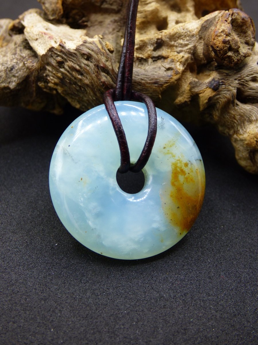 Opal Andenopal blau ~ Edelstein Kette HIPPIE GOA Boho Ethno Nature Donut Schutzsymbol Heilstein Chakra Sammler Mineral Rarität Mann Frau - Art of Nature Berlin