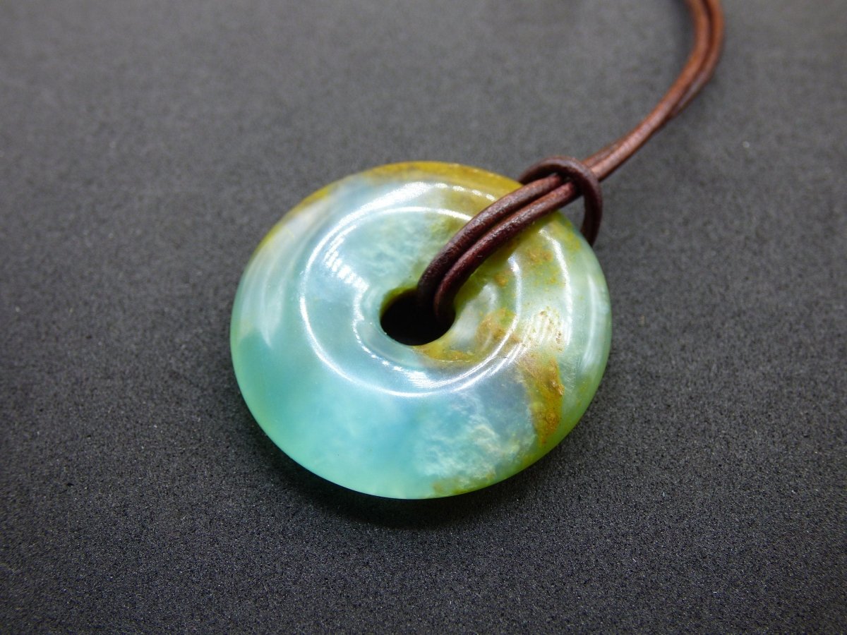 Opal Andenopal blau ~ Edelstein Kette HIPPIE GOA Boho Ethno Nature Donut Schutzsymbol Heilstein Chakra Sammler Mineral Rarität Mann Frau - Art of Nature Berlin