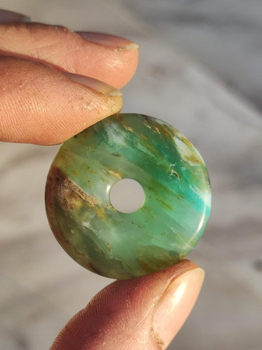 Opal Andenopal blau ~ Edelstein Kette HIPPIE GOA Boho Ethno Nature Donut Schutzsymbol Heilstein Chakra Sammler Mineral Rarität Mann Frau - Art of Nature Berlin