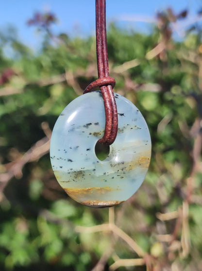 Opal Andenopal blau ~ Edelstein Kette HIPPIE GOA Boho Ethno Nature Donut Schutzsymbol Heilstein Chakra Sammler Mineral Rarität Mann Frau - Art of Nature Berlin