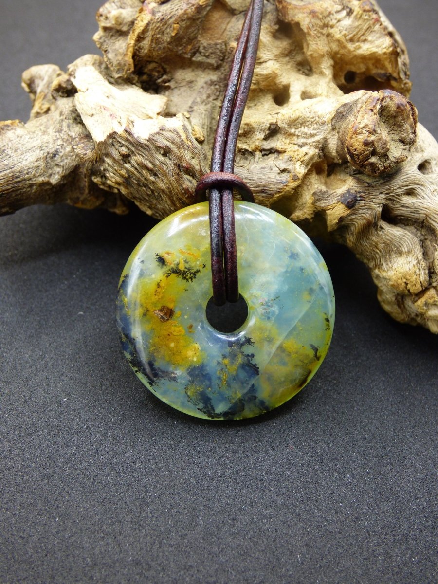 Opal Andenopal blau ~ Edelstein Kette HIPPIE GOA Boho Ethno Nature Donut Schutzsymbol Heilstein Chakra Sammler Mineral Rarität Mann Frau - Art of Nature Berlin